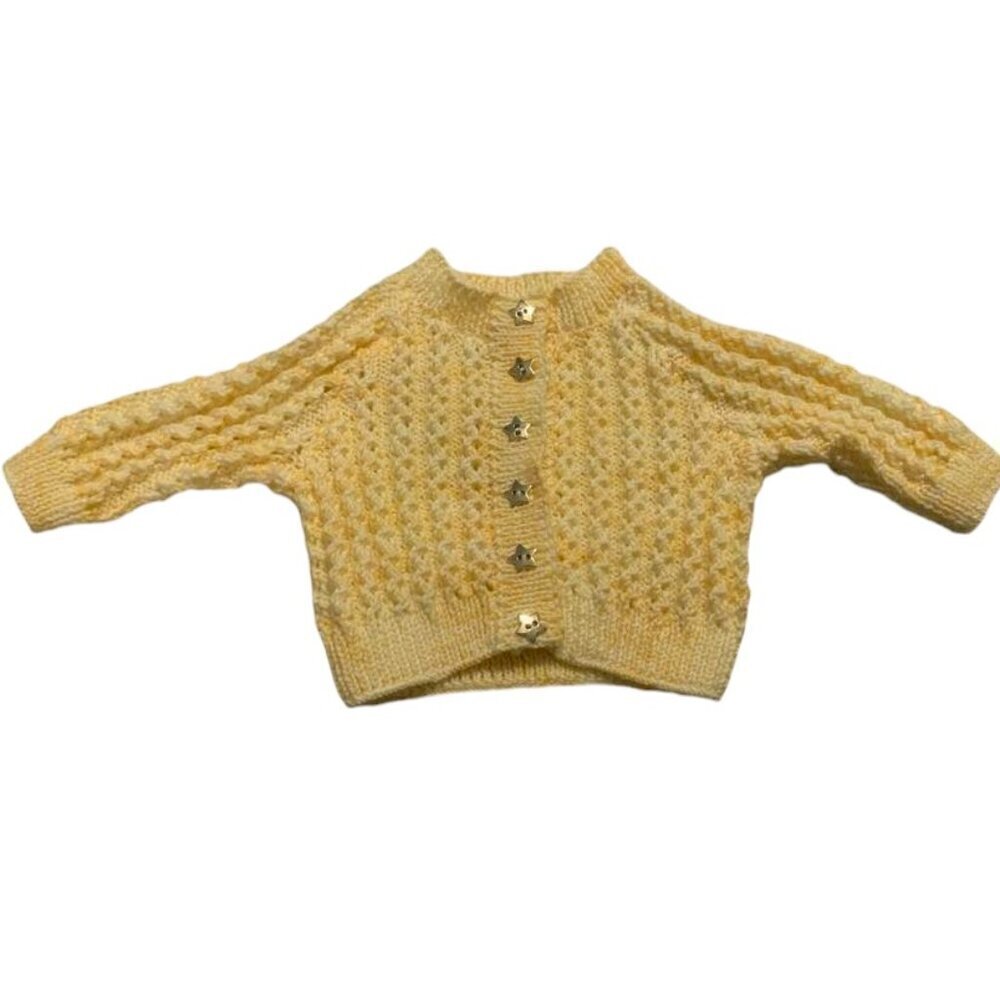 HANDMADE Newborn Yellow Wool Cardigan NEW
